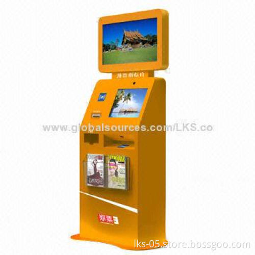 Airport kiosk with 32-inch big screen for AD and tickets printing functions